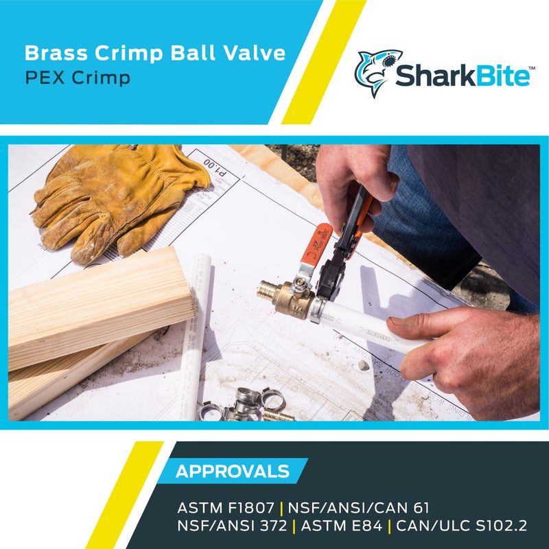 SharkBite 1 Inch Crimp Ball Valve, Brass Plumbing Fitting, PEX Pipe, PE-RT, 22463LFA - Image 5